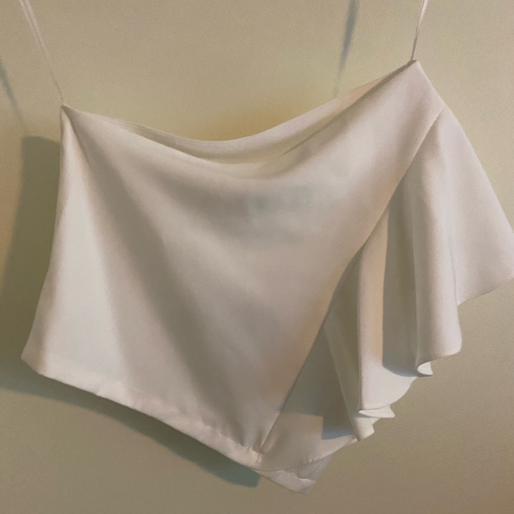 NWT Style U White Ruffle One‎ Shoulder Top Size Small